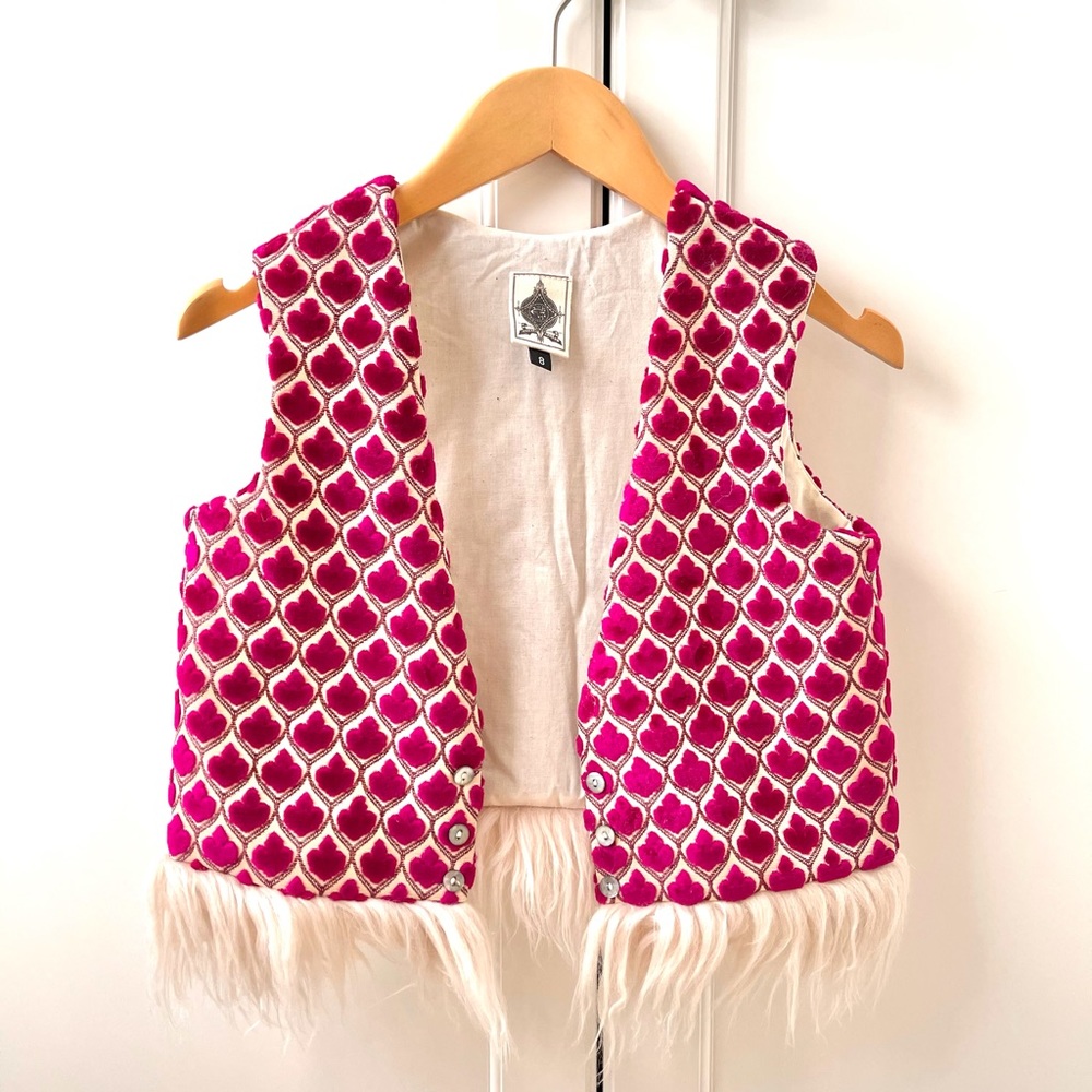 Handmade pink vest with velvet and fur never worn.